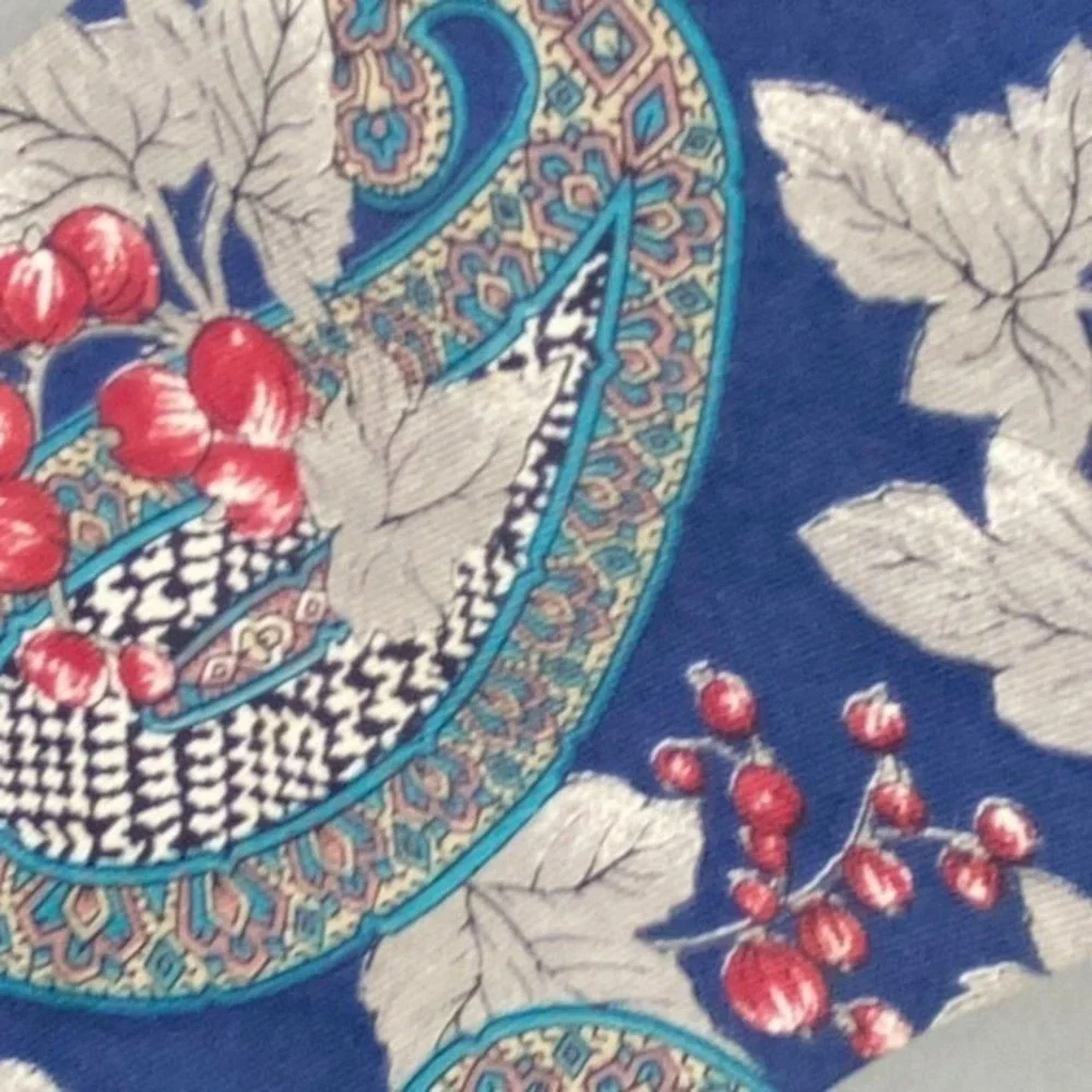 Buckingham Silk Tie Mens Blue Red Paisley‎ Floral Berries Italian Silk